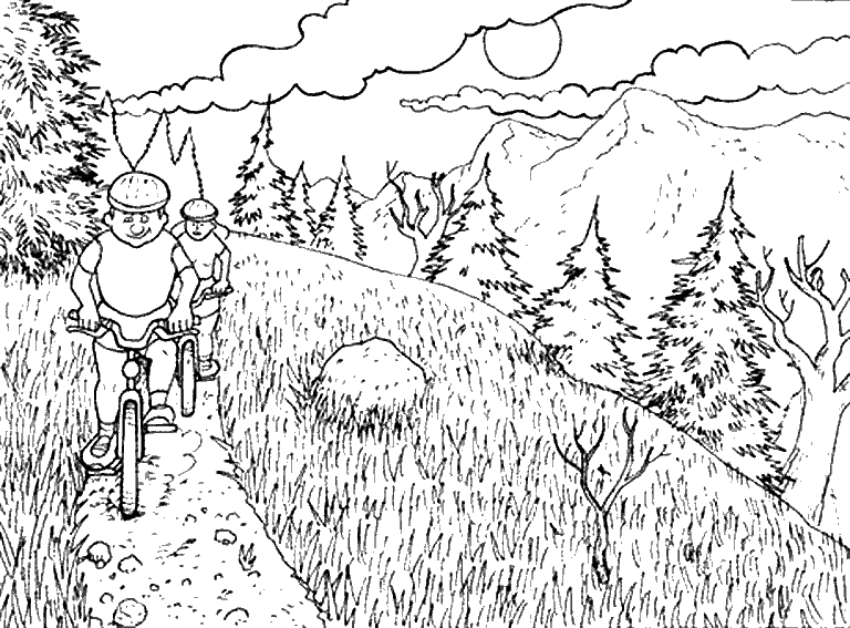 Coloriage d'une montagne majestueuse sous un ciel dégagé