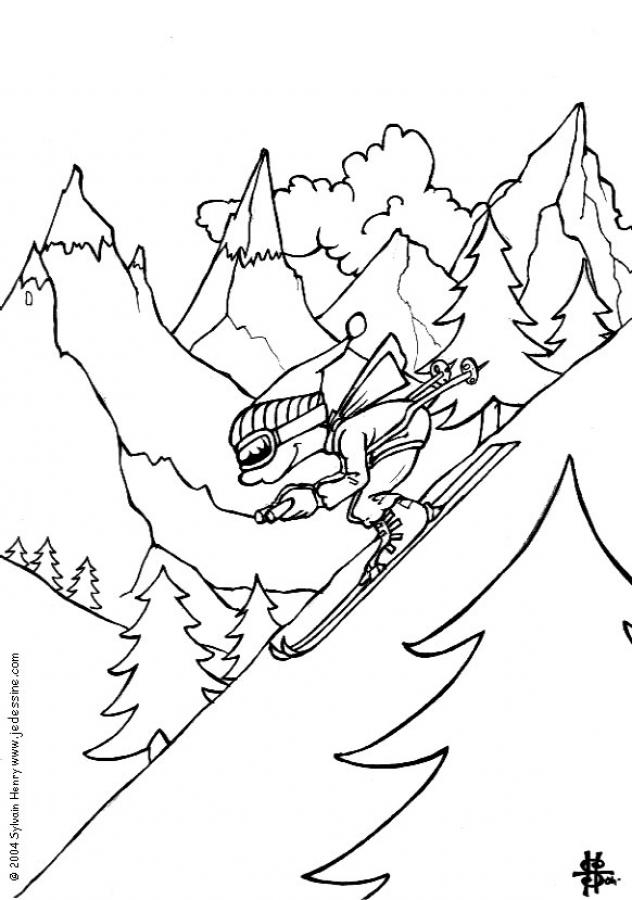 Coloriage d'une montagne majestueuse sous un ciel clair