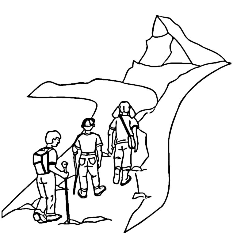 Coloriage de montagnes avec un ciel étoilé et un paysage naturel