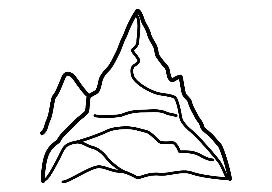 Coloriage de montagnes avec un ciel étoilé et un chemin sinueux