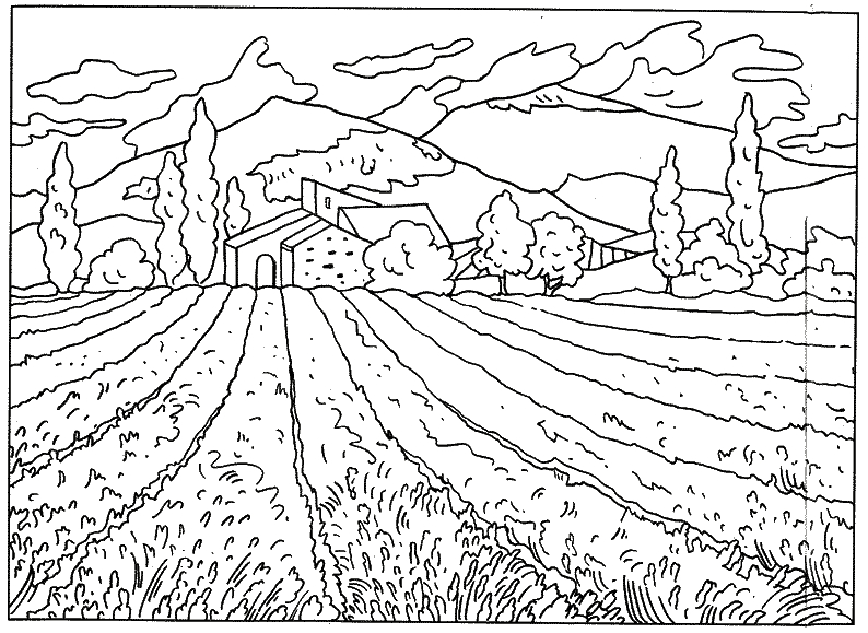 Coloriage d'une montagne majestueuse sous un ciel paisible