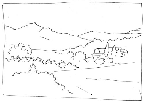 Coloriage d'une montagne majestueuse avec un paysage naturel
