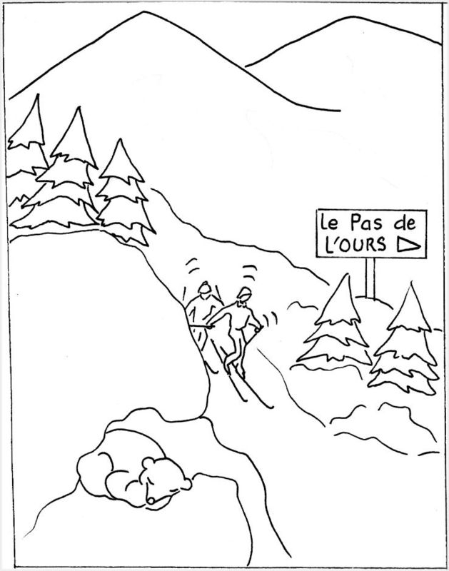 Coloriage d'une scène de montagne avec un paysage naturel