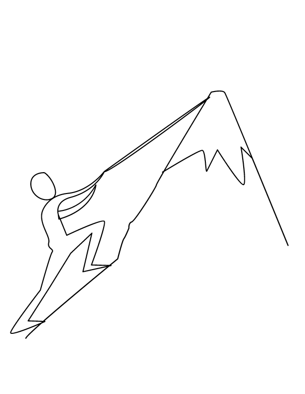 Coloriage de montagnes avec un ciel nuageux et des sapins