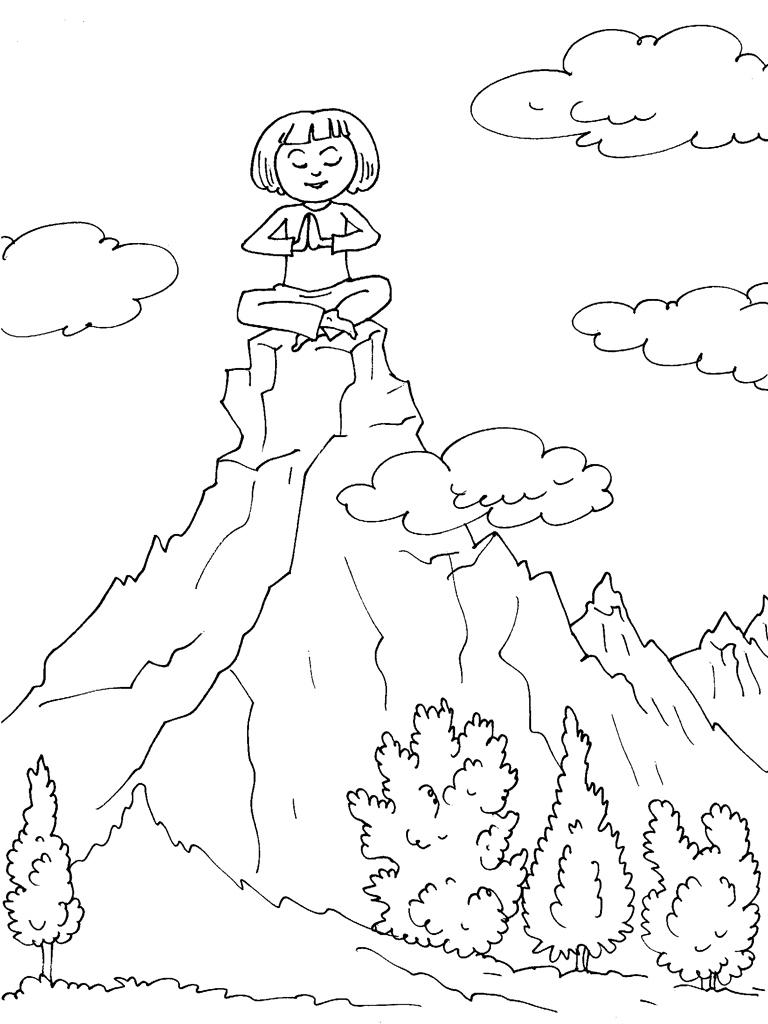 Coloriage d'une montagne avec un paysage naturel
