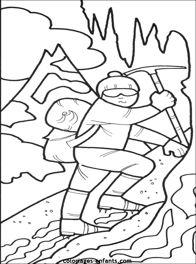 Coloriage de montagnes avec un ciel étoilé et un paysage naturel