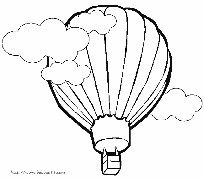 Coloriage de montgolfières survolant un paysage paisible