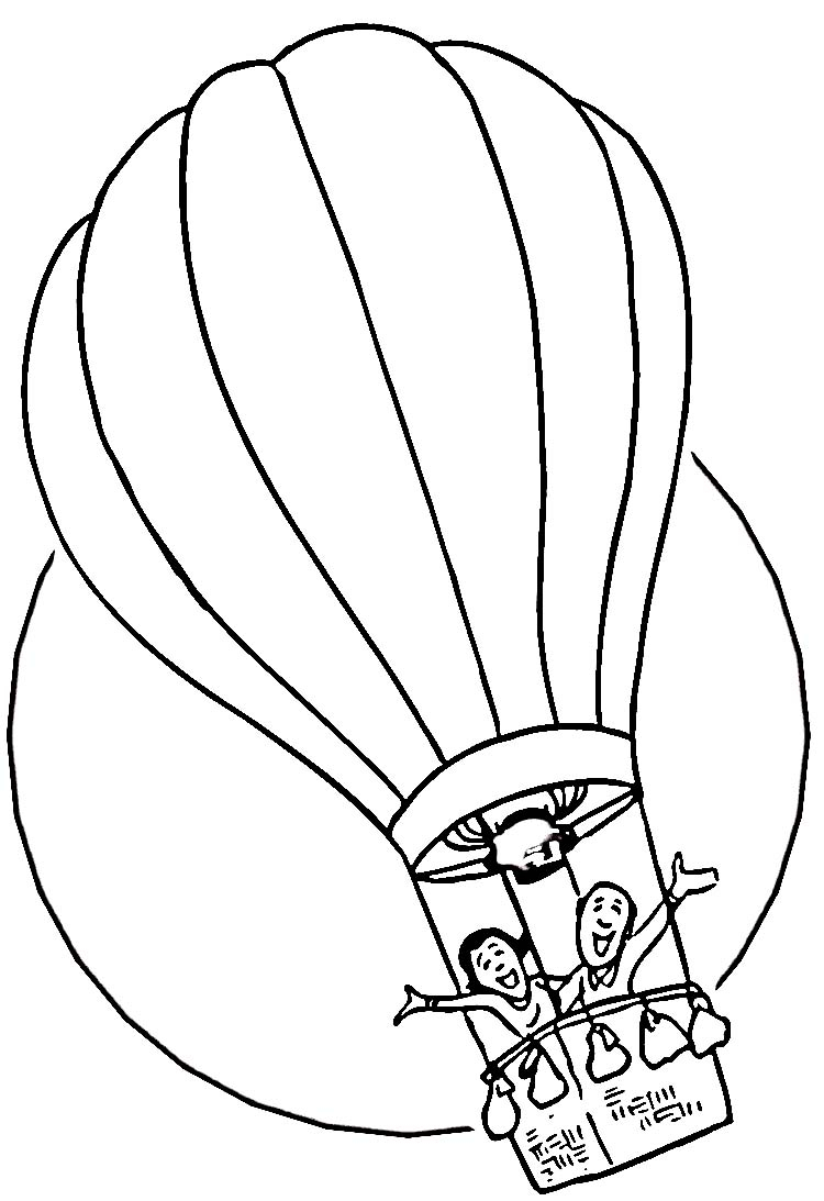 Coloriage d'une montgolfière dans un ciel ensoleillé