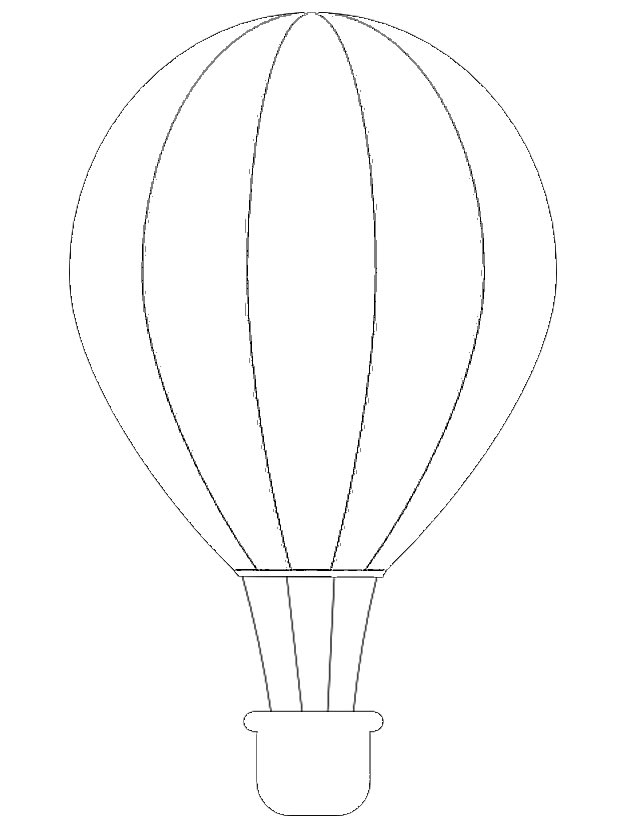 Coloriage d'une montgolfière flottant au-dessus d'un paysage paisible