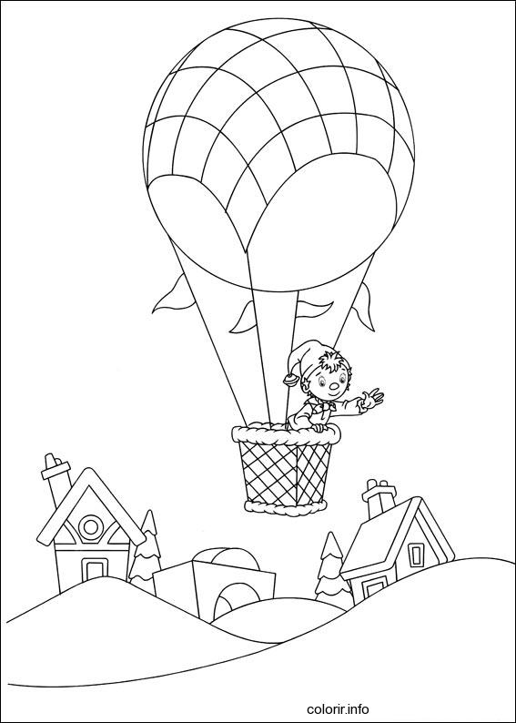 Coloriage de montgolfières s'élevant dans le ciel