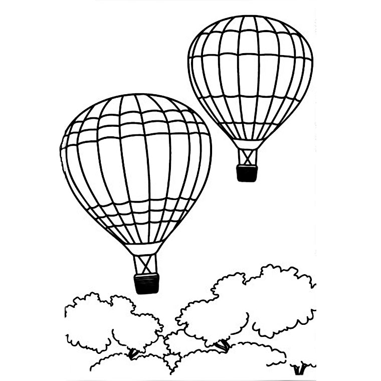 Montgolfières flottant au-dessus d'un paysage en plein air