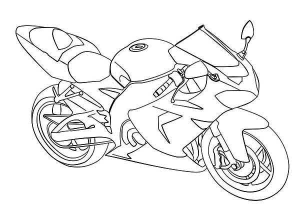 Coloriage d'une moto sur une route sinueuse