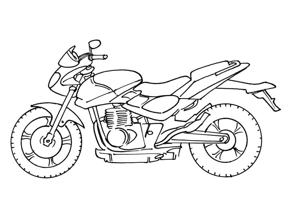Coloriage d'une moto stylée sur fond minimaliste