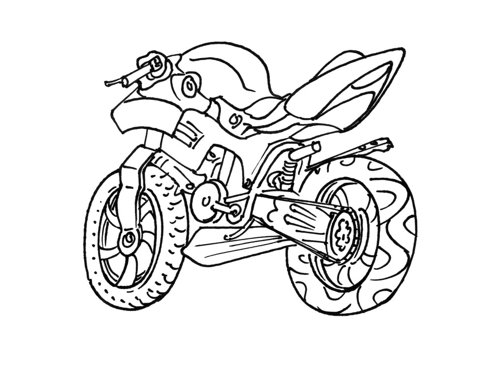 Coloriage d'une moto sur fond de paysage urbain