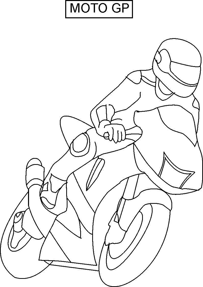 Coloriage d'une moto en pleine action sur une route
