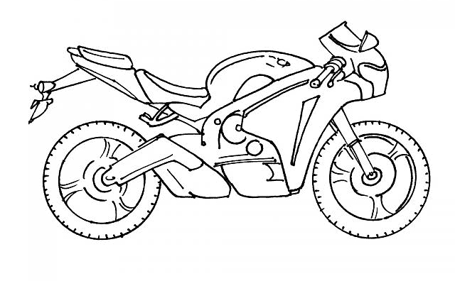 Coloriage d'une moto sur fond de route sinueuse