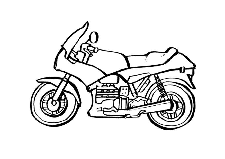 Coloriage d'une moto sur fond de paysage urbain