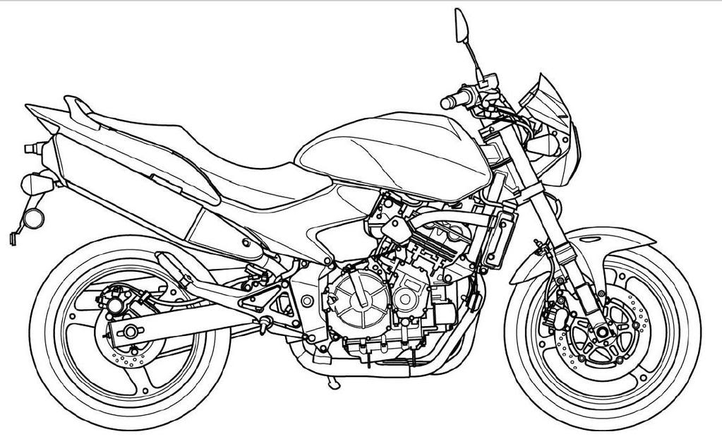 Coloriage d'une moto sur fond de paysage urbain