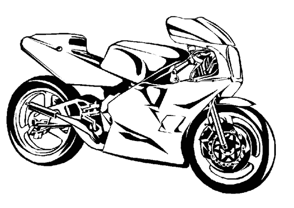 Coloriage d'une moto stylisée sur fond simple