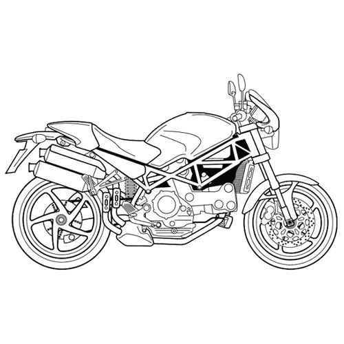Coloriage d'une moto stylisée sur fond simple