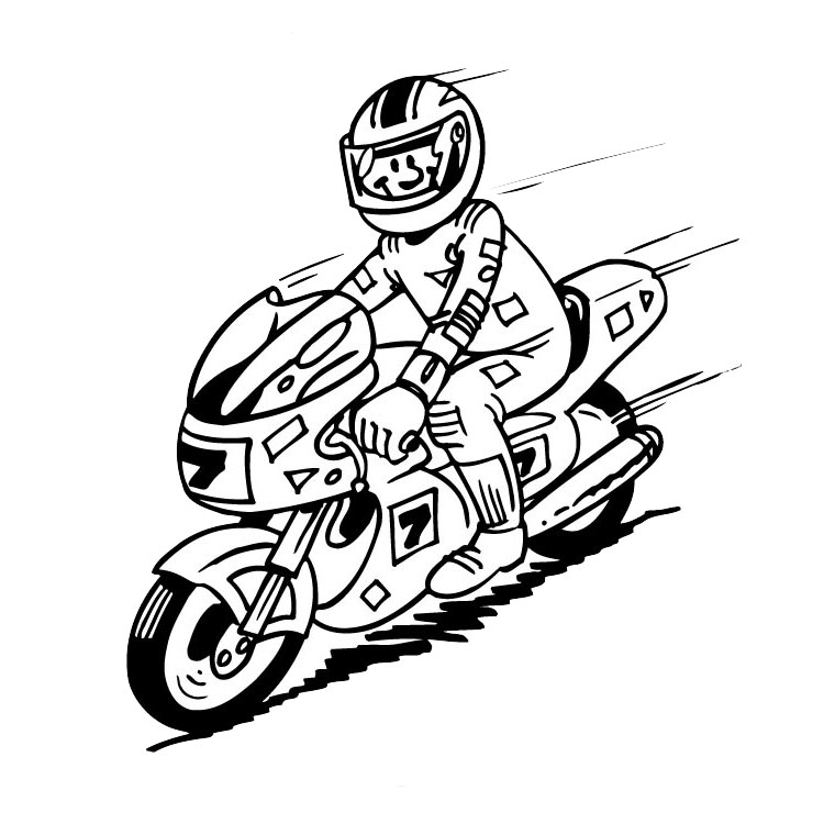Coloriage d'une moto sur fond de route