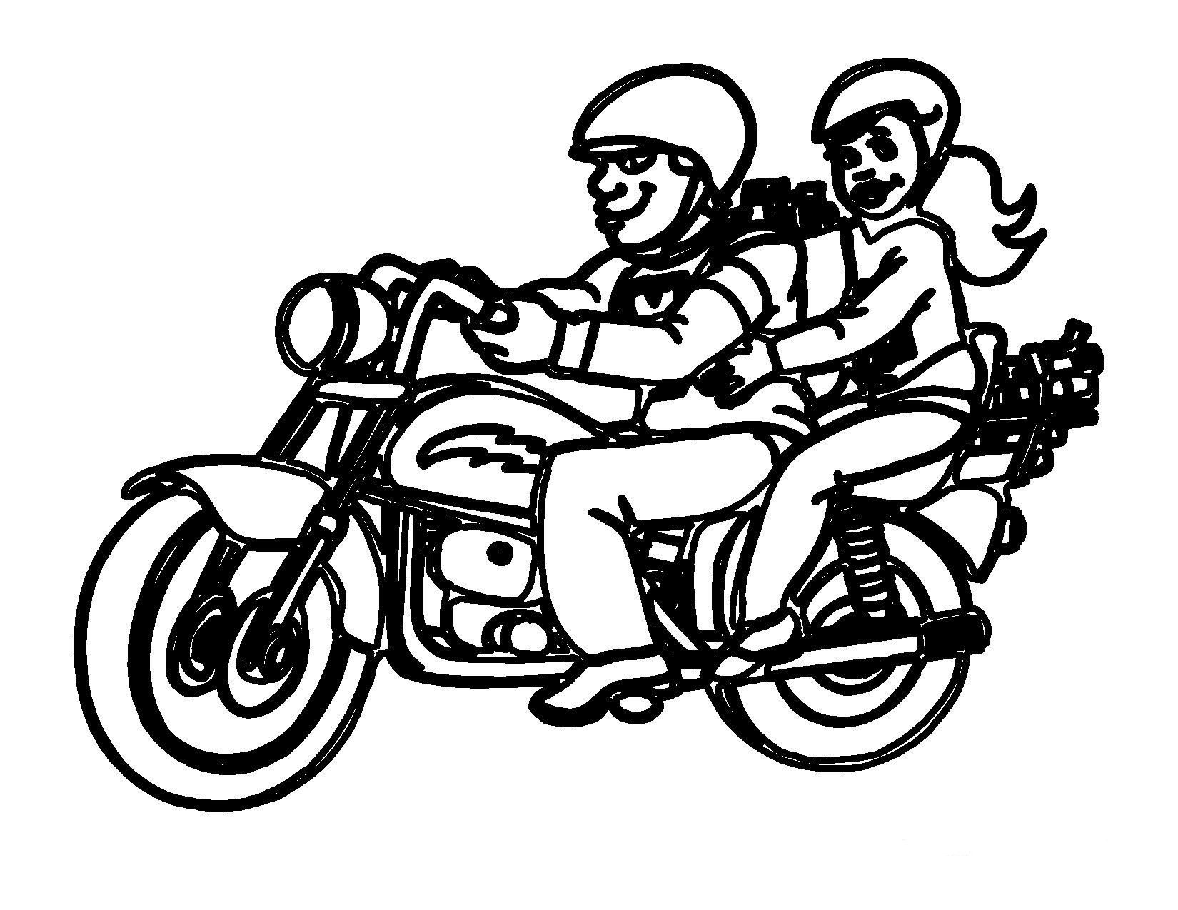 Coloriage d'une moto stylisée sur un fond simple
