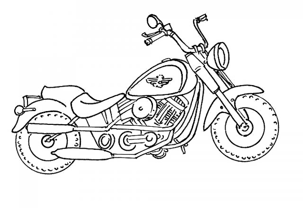Coloriage d'une moto en pleine action sur une route