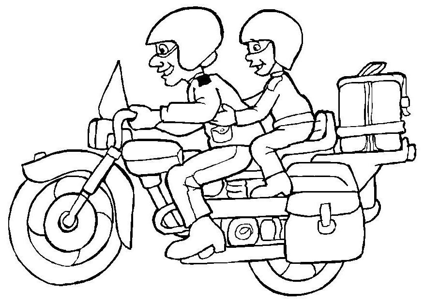 Coloriage d'une moto sur fond de route