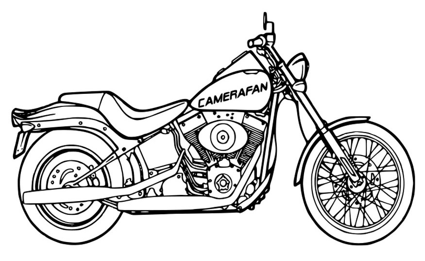 Coloriage d'une moto stylée sur fond de paysage urbain