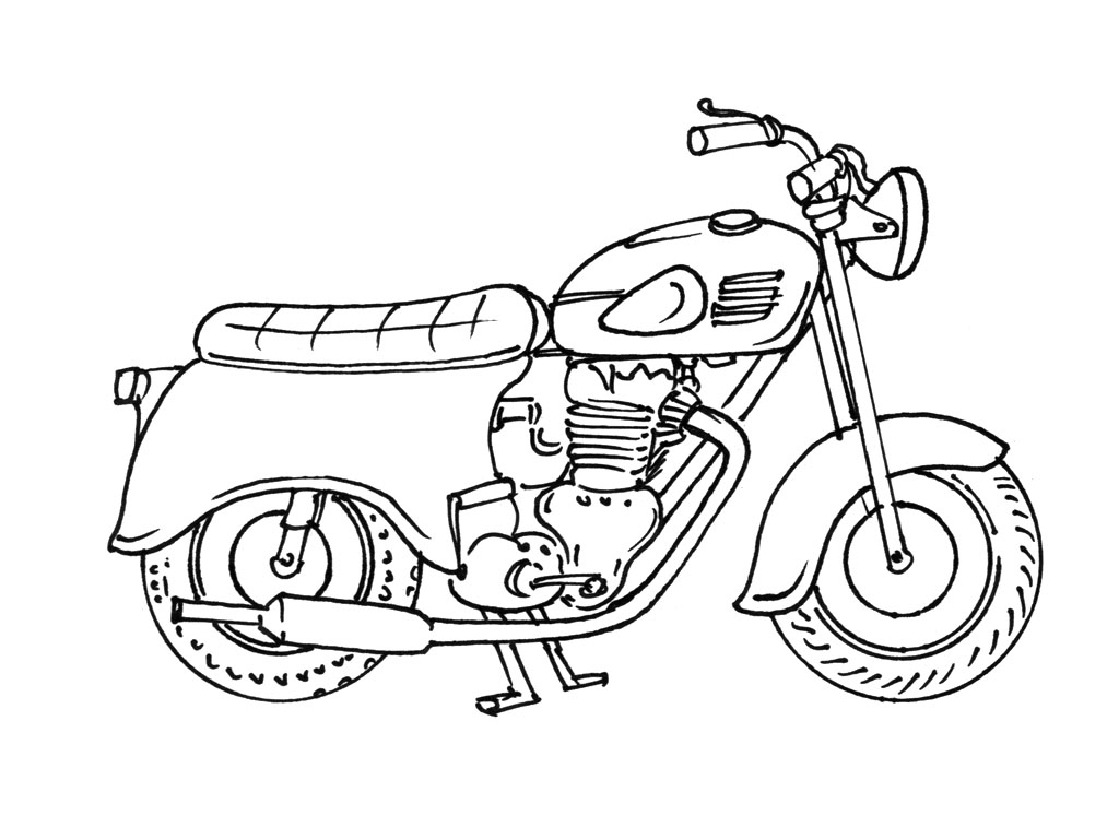 Coloriage d'une moto stylisée sur fond simple