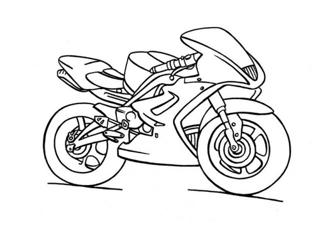 Coloriage d'une moto stylée sur fond simple