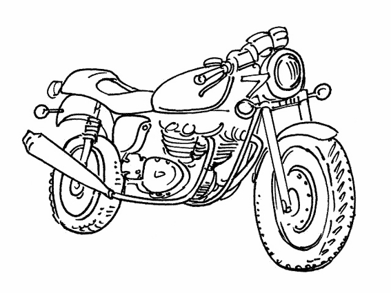 Coloriage d'une moto stylée sur un fond simple
