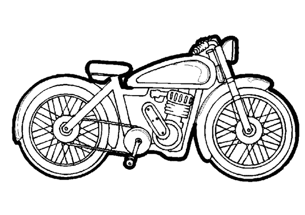 Coloriage d'une moto stylée sur fond simple