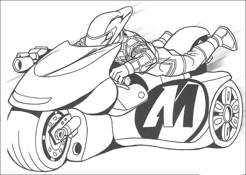 Coloriage d'une moto stylisée sur fond de route Coloriage d'une moto stylisée sur fond de route