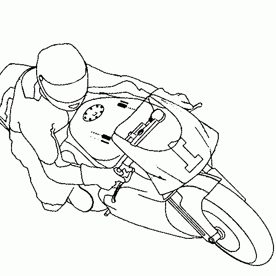 Coloriage d'une moto sur une route entourée de paysages
