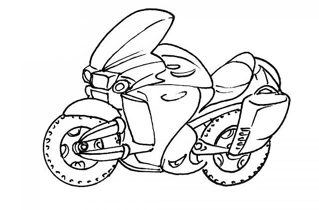 Coloriage d'une moto stylisée sur fond simple