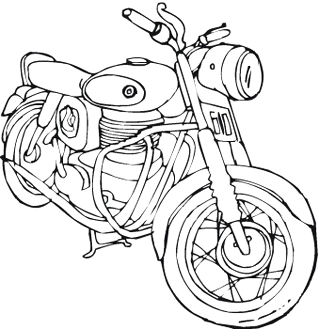 Coloriage d'une moto en pleine action sur une route