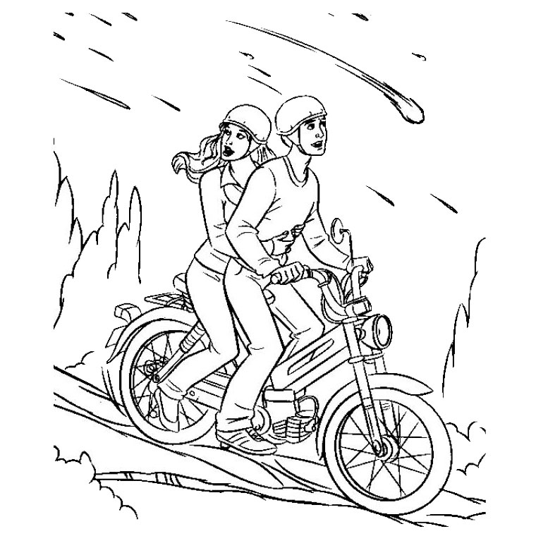 Coloriage d'une moto stylisée sur fond simple