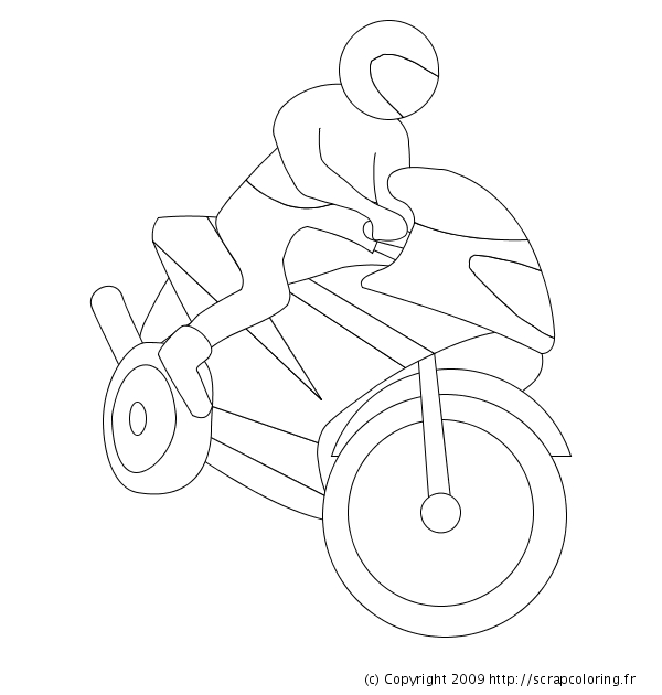 Coloriage d'une moto sur un fond de route