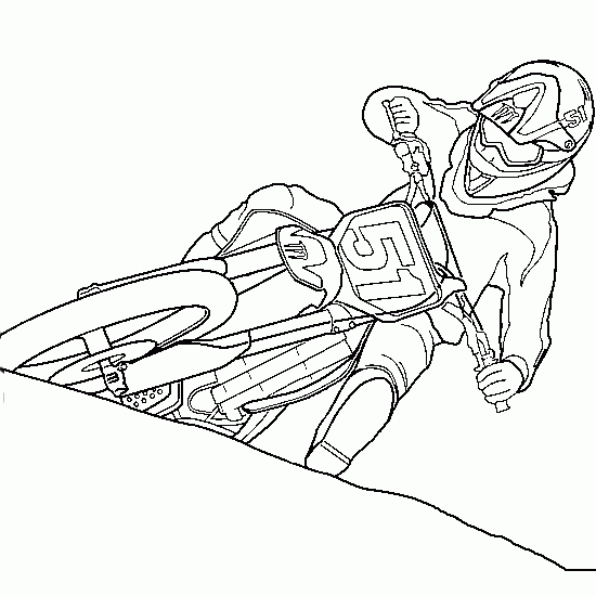 Coloriage d'un motocycliste en pleine action sur son motocross