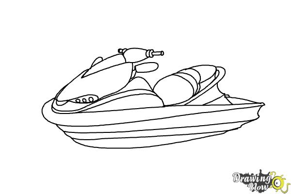 Coloriage d'une motomarine Sea-Doo sur l'eau