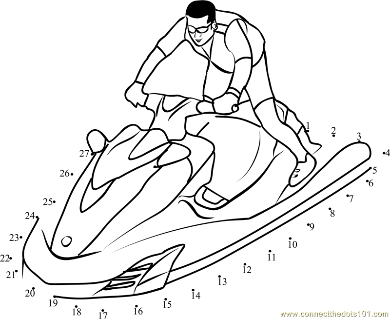 Coloriage d'une motomarine Sea-Doo en pleine action sur l'eau