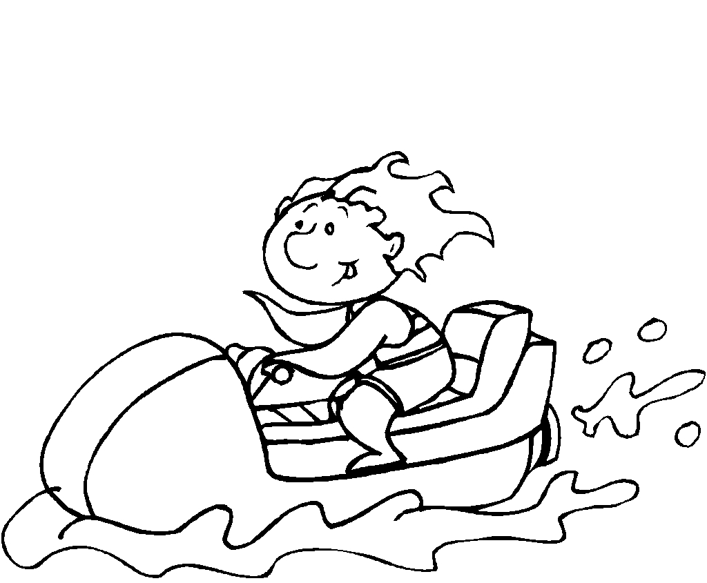 Coloriage d'une motomarine Seadoo sur l'eau