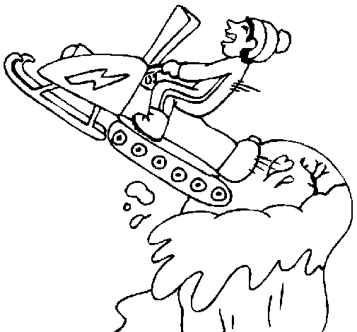 Coloriage d'une motoneige en pleine aventure sur la neige