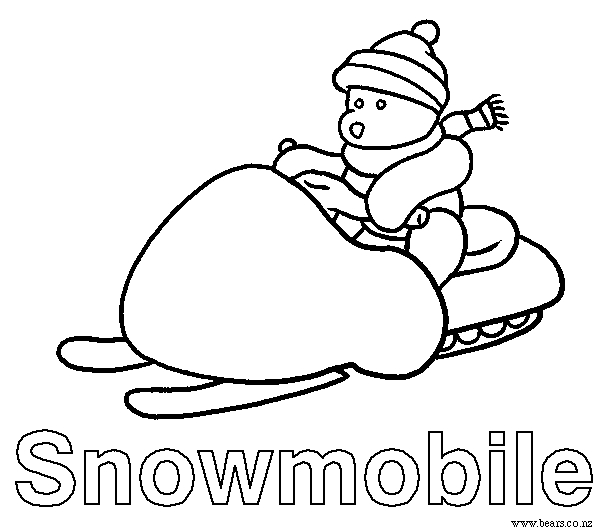 Coloriage d'une motoneige skidoo sur un fond enneigé