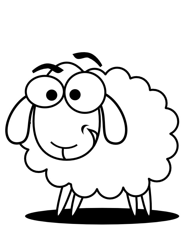 Coloriage d'un mouton paisible dans un champ verdoyant Coloriage d'un mouton paisible dans un champ verdoyant