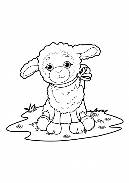 Un mouton joyeux se reposant dans un champ verdoyant
