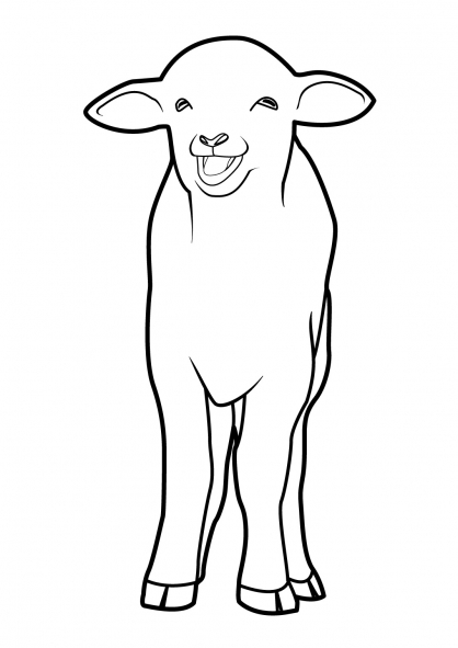 Coloriage d'un mouton paisible dans un champ herbeux