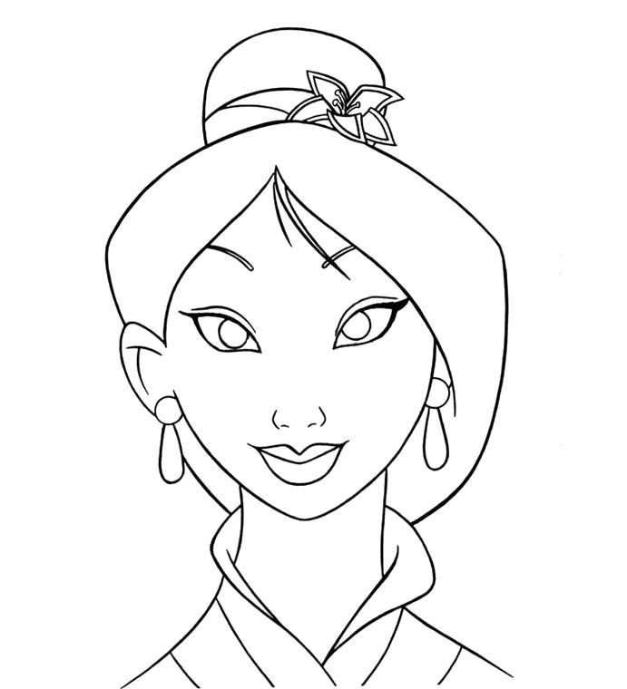 Coloriage de Mulan en armure au milieu de la nature