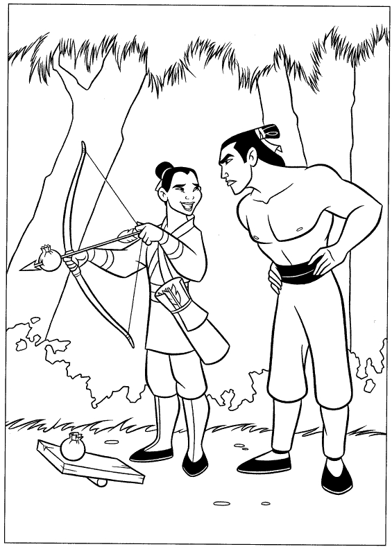Mulan prête à se battre dans un décor naturel